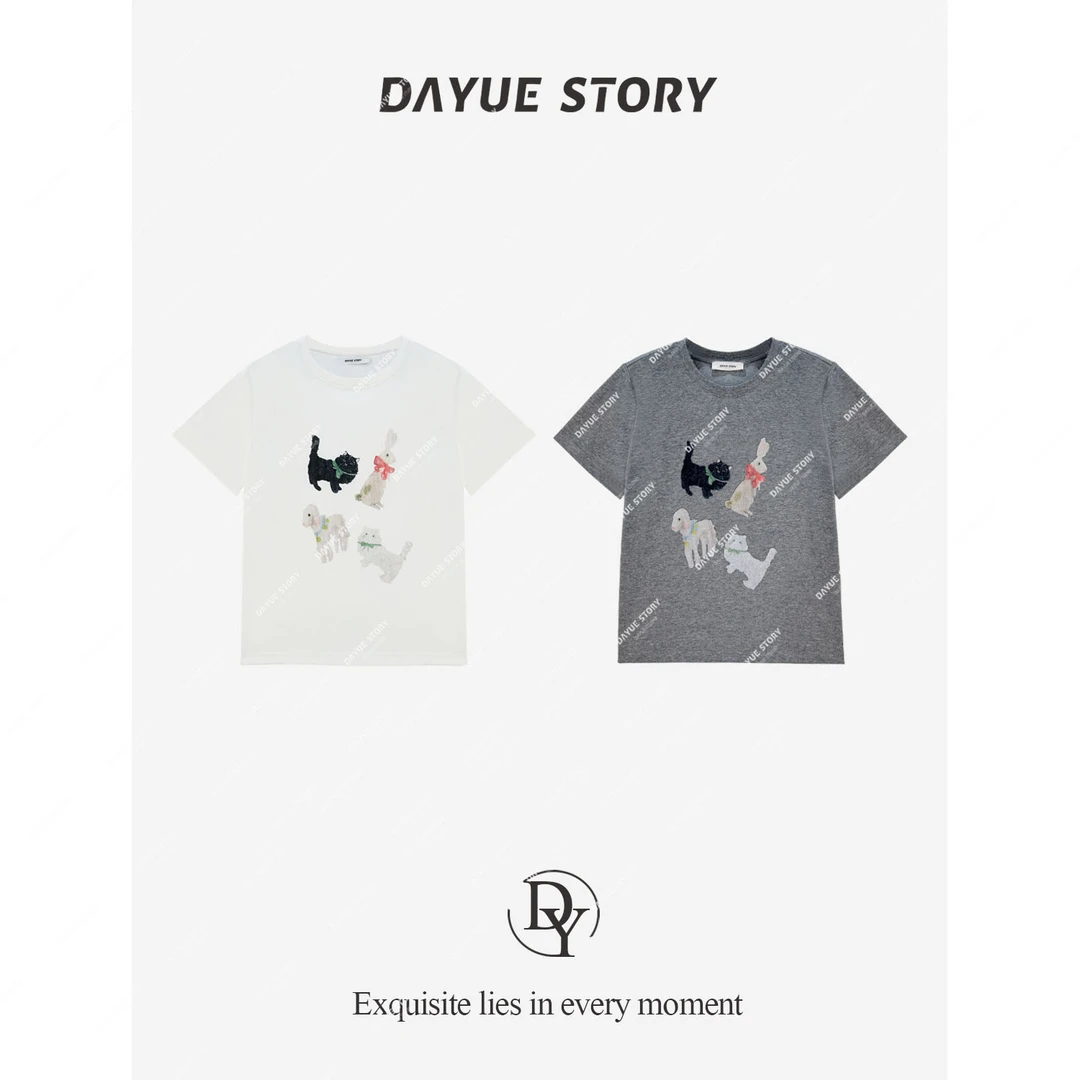 DAYUE【萌宠印记】夏季印花卡通T恤~舒适百搭减龄显瘦圆领休闲上衣