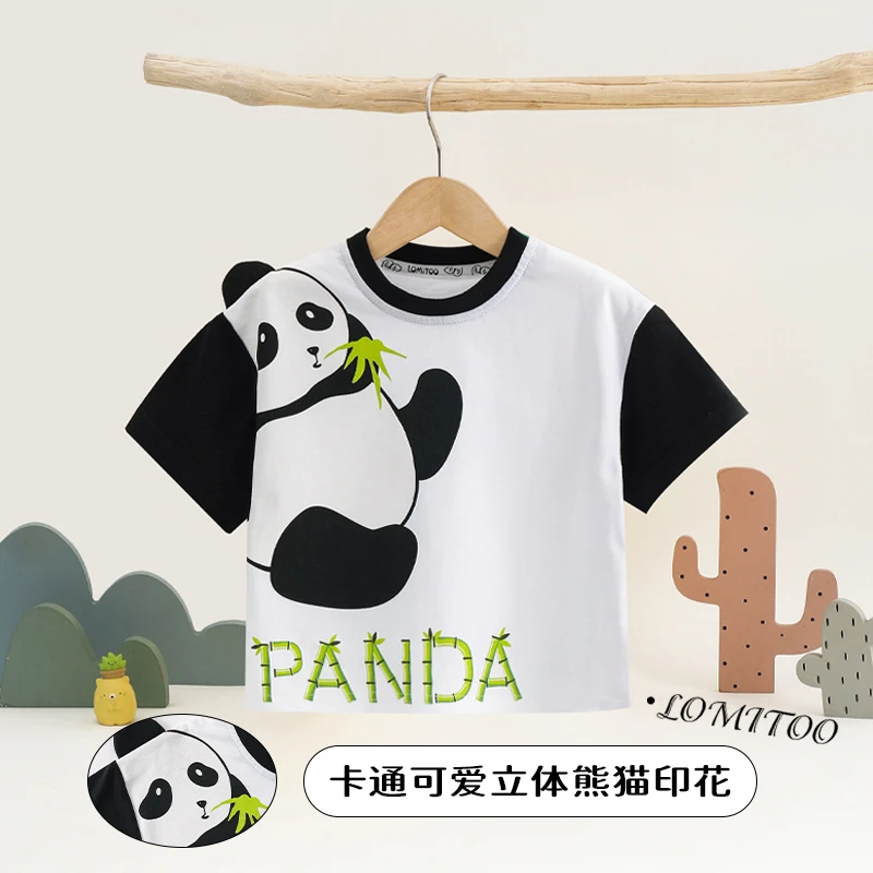 【洛儿妈青货福利】2025夏季新款半袖亲子撞色休闲卡通短袖T恤4T280