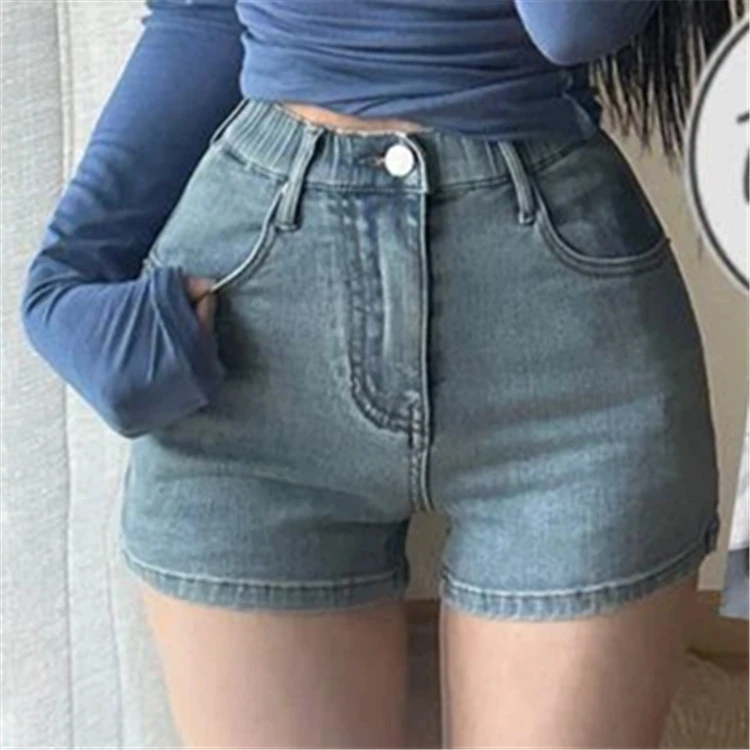 夏天丰胯垫韩系短裤高腰弹力修身收腰显瘦百搭不露pp牛仔短裤热裤