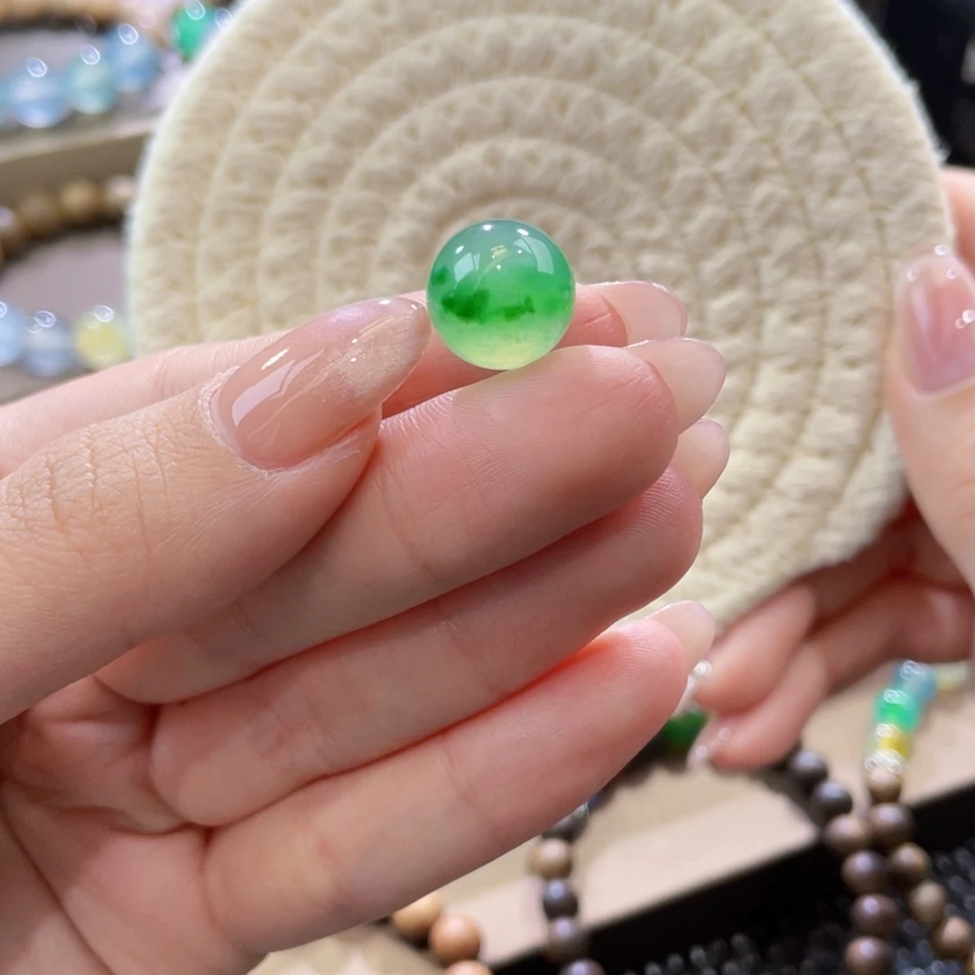 翡翠未镶嵌手链卡12.5冰飘阳绿