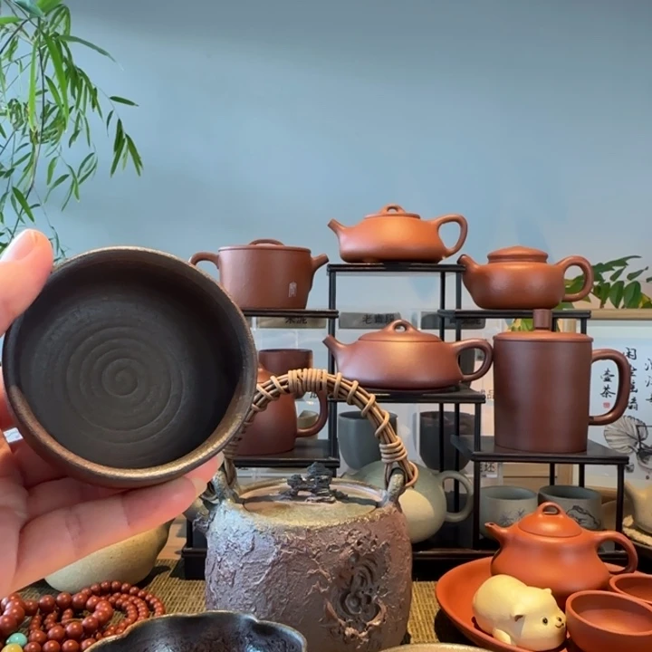 茶叶罐紫砂柴烧提梁壶➕花型盏➕茶馆烧建盏➕柴烧小杯
