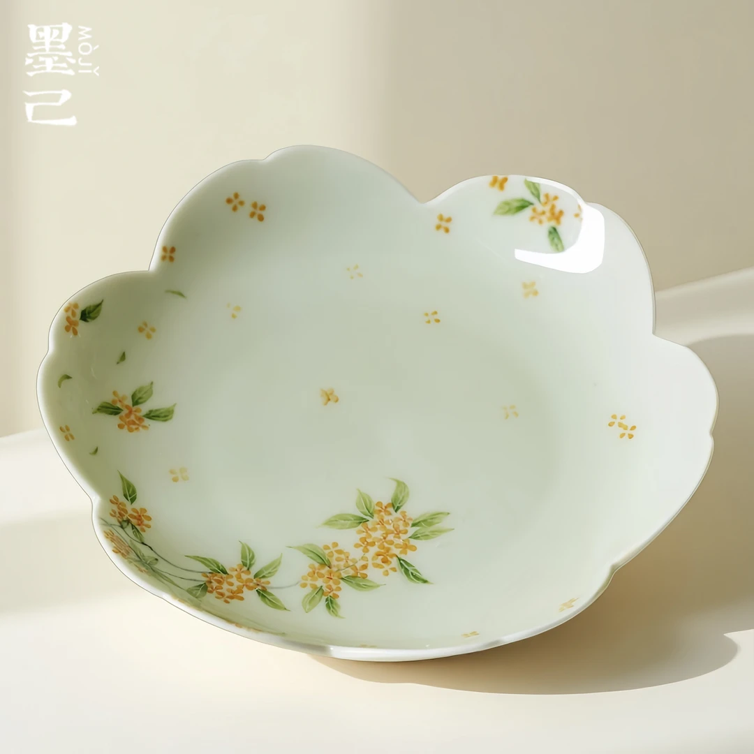 明知山志杏黄满陇桂雨陶瓷花瓣壶承功夫茶具茶道配件干泡盘茶点盘
