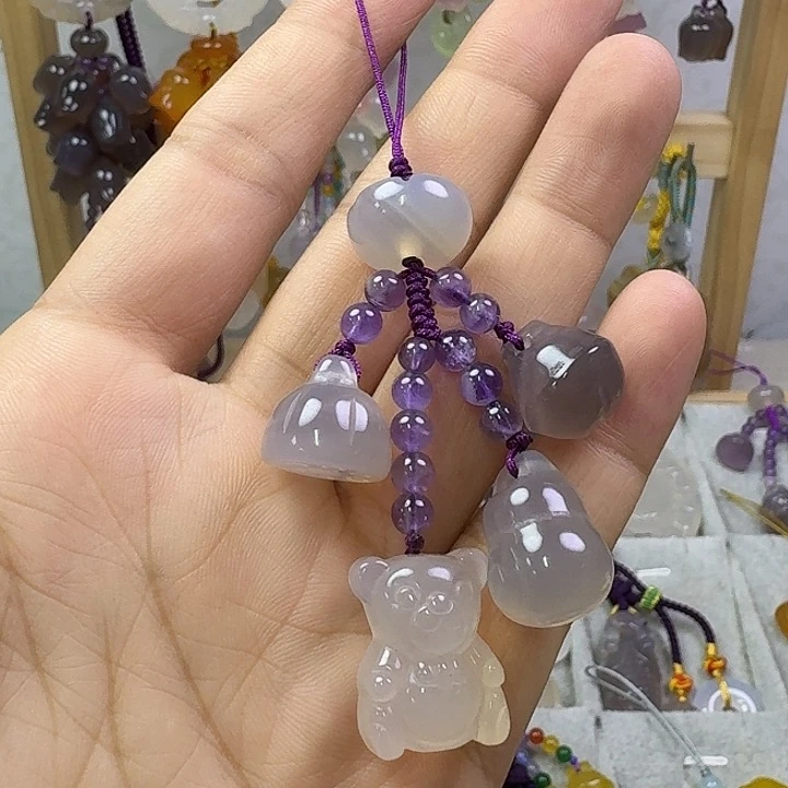 手机挂件福利款，紫色款卡通熊