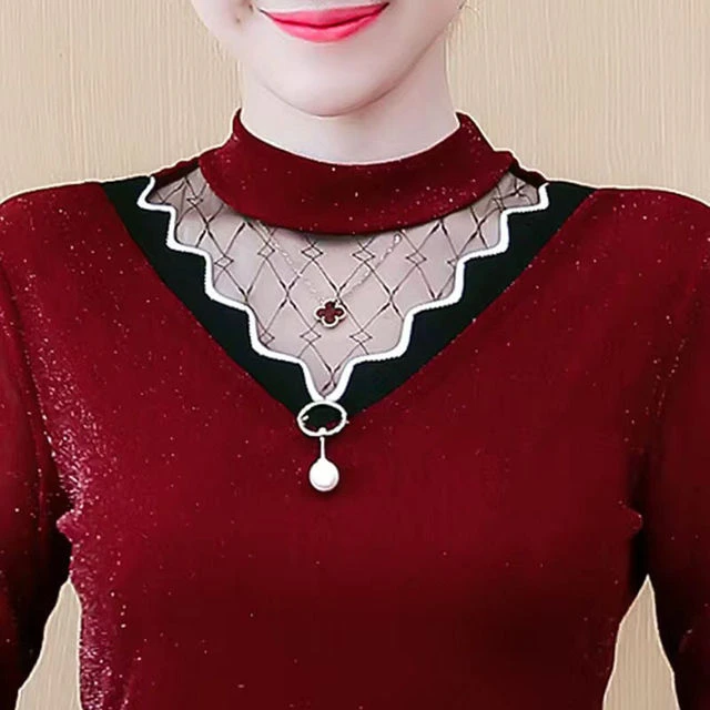 加绒打底衫女长袖t恤小衫2025秋冬新款内搭外穿网纱保暖蕾丝上衣