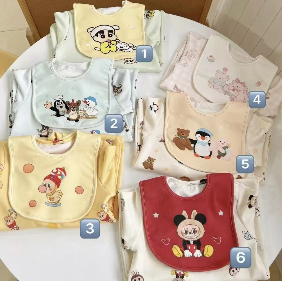 【小杜大瑶】纯棉长爬围嘴口水软乎乎卡通满印