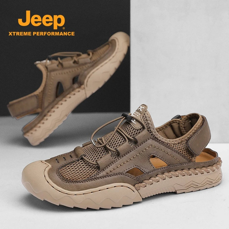 jeep吉普包头凉鞋男款夏季2025新款外穿防滑开车运动式沙滩鞋男士