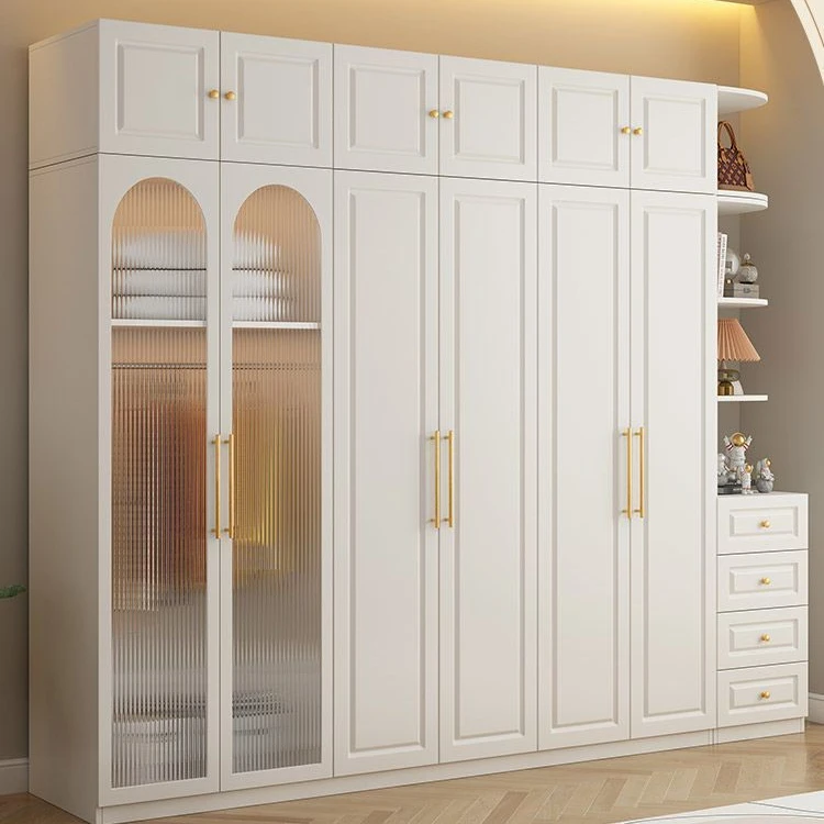 2025新款法式衣柜家用卧室实木奶油风网红玻璃门轻奢储物柜子衣橱