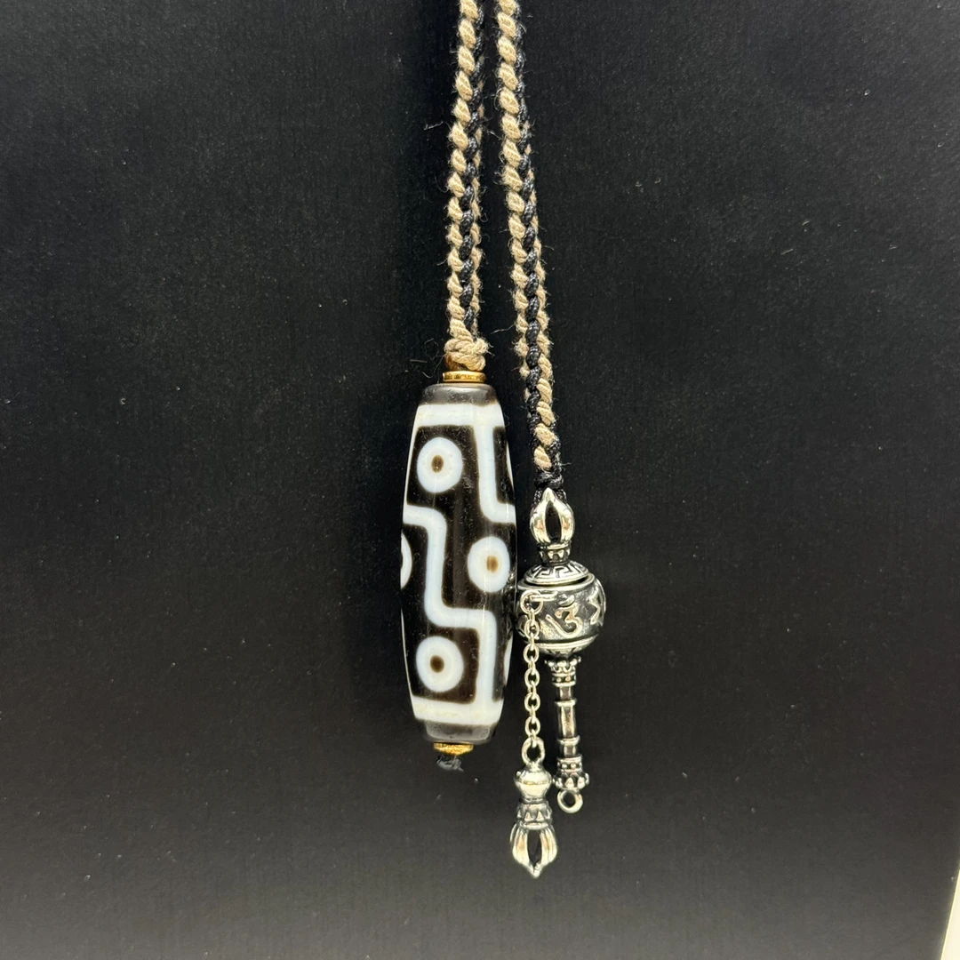 真品藏式天珠九眼天珠项链 男女同款 尺寸约40*11mm