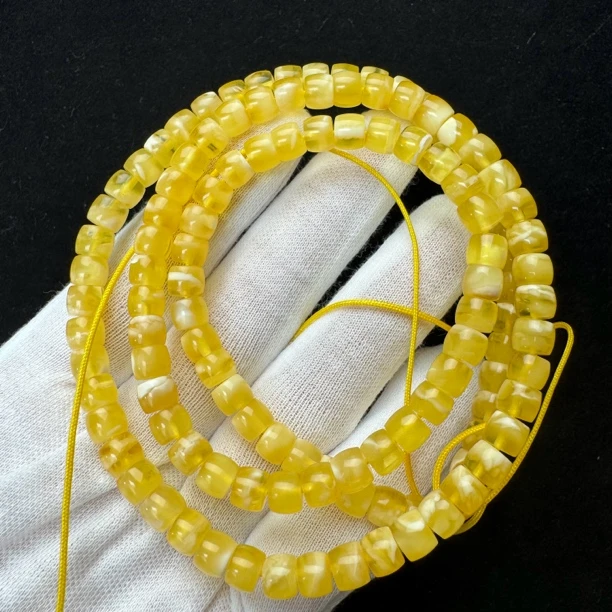 G1239天然原矿蜜蜡长串 直径6.7mm支持鉴定 假一罚四