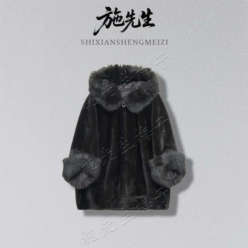 S冬季新款轻奢时尚气质百搭水貂毛配饰连帽大毛领洋气外套8249-2