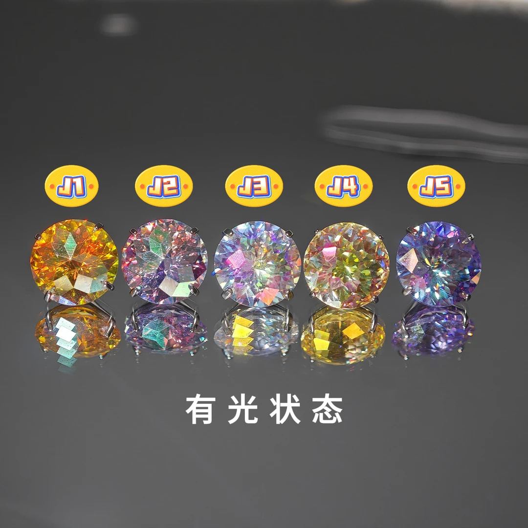 钛合金合成锆石耳饰 8mm镀膜将军切0.9mm内螺旋钻头耳钉F136钛