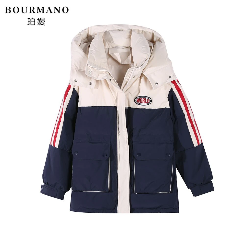 1025-1938【珀嫚服饰】2025新款加厚时尚潮流撞色羽绒服