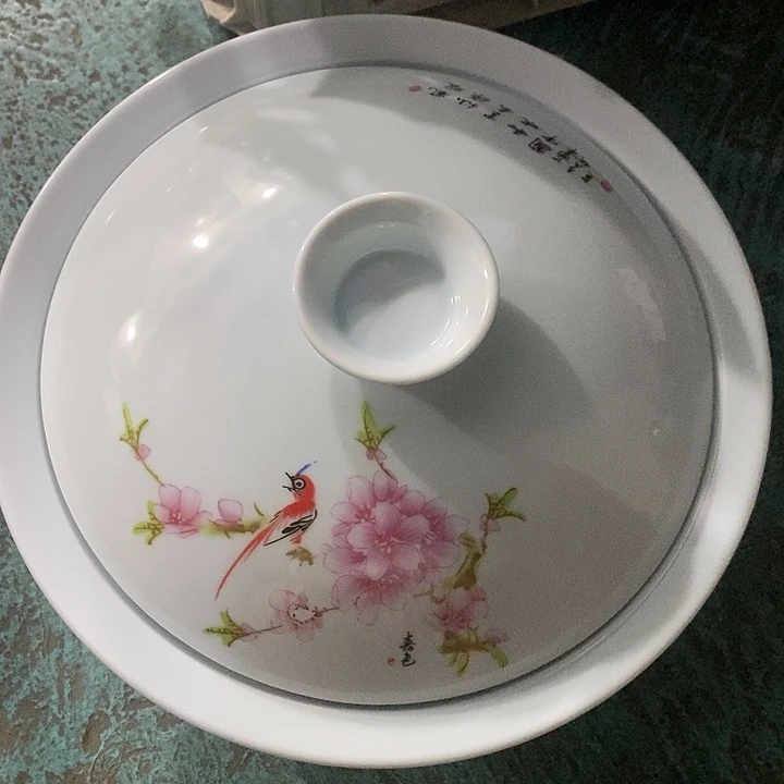 摆件水点桃花影青十寸大品锅