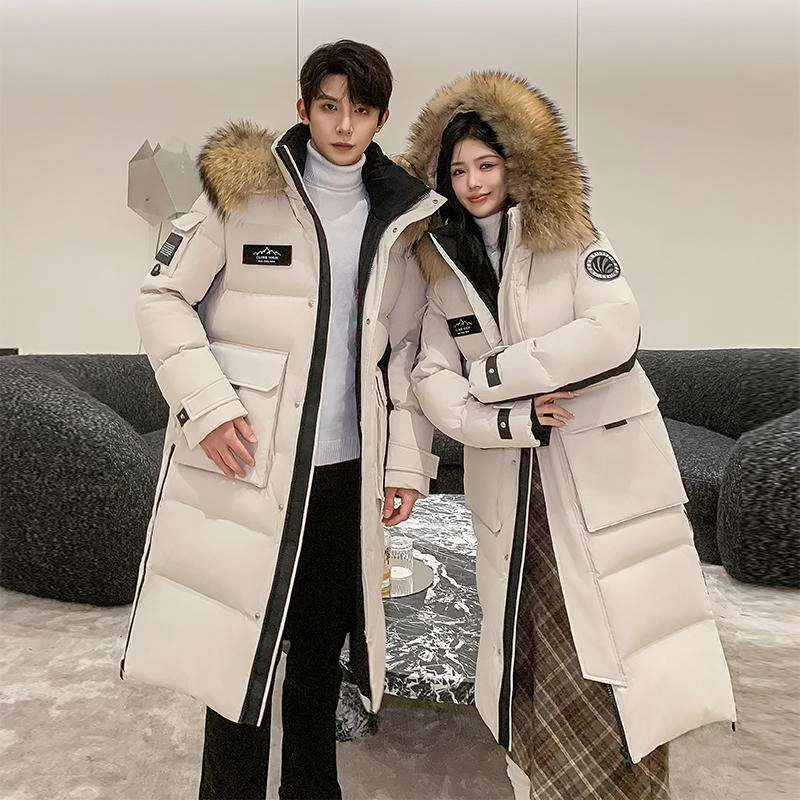 哈尔滨500克鹅绒极寒服男情侣过膝棉服女加厚东北零下40度外套