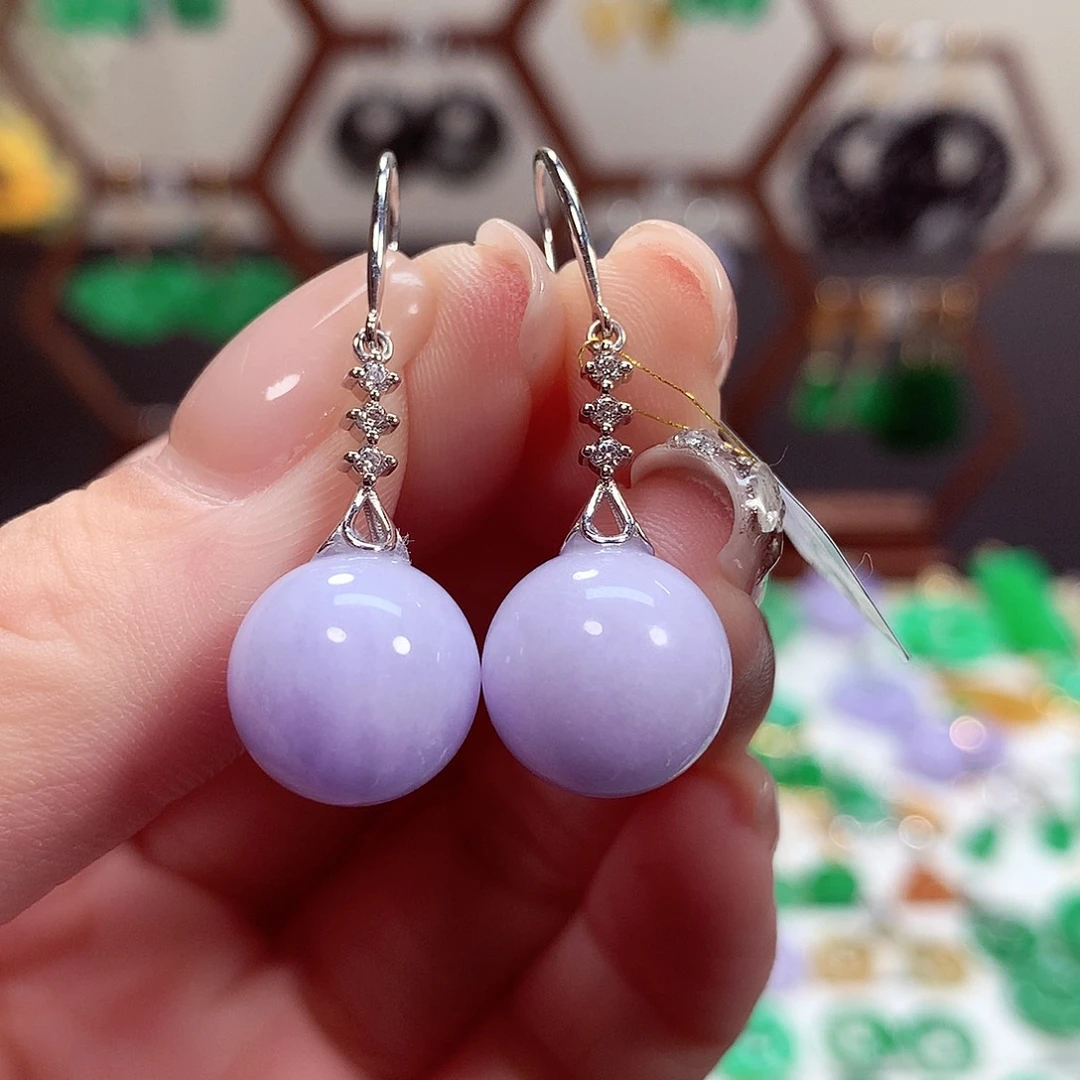 翡翠耳饰18K金镶嵌天然翡翠