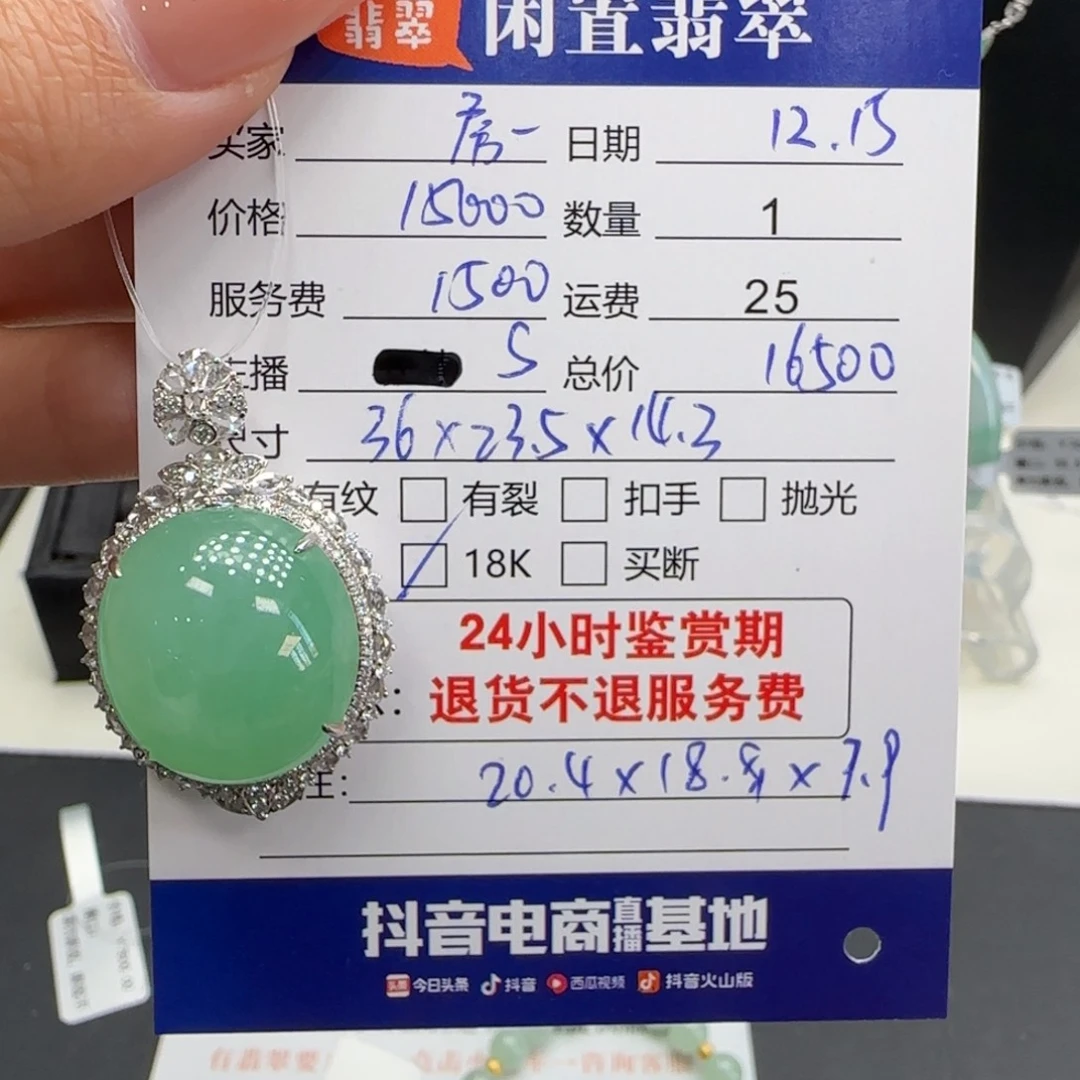 房***汐翡翠18K金镶嵌颈饰