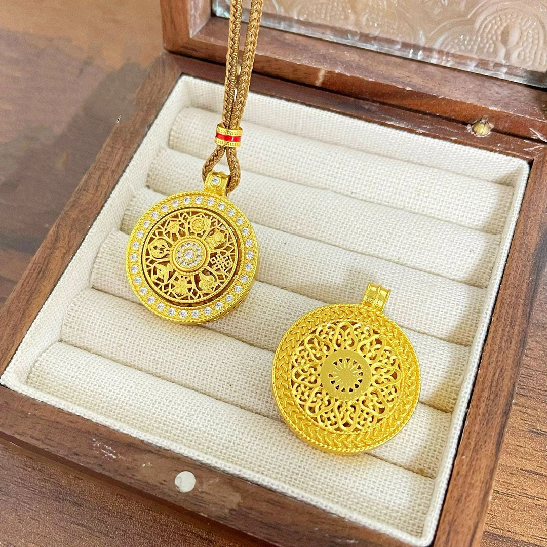 铜合金布艺吊坠 新中式时来运转八宝罗盘吊坠(可旋转)