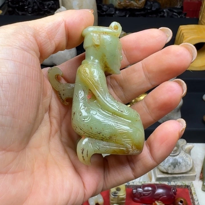 和田玉未镶嵌挂件嗨*六