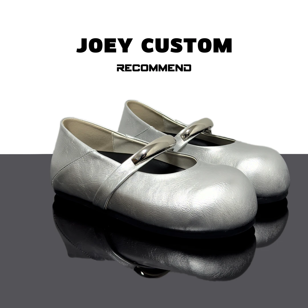 JOEY | 【芭蕾女孩】文艺简约风金属饰条平底舒适玛丽珍女鞋  6363