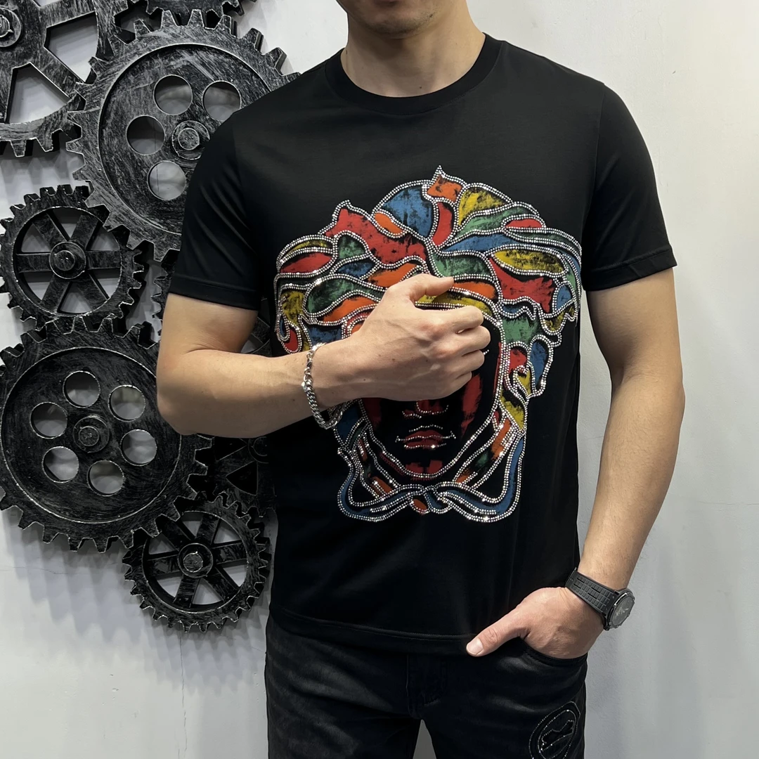W053美人图五色彩图男士个性时尚圆领短袖