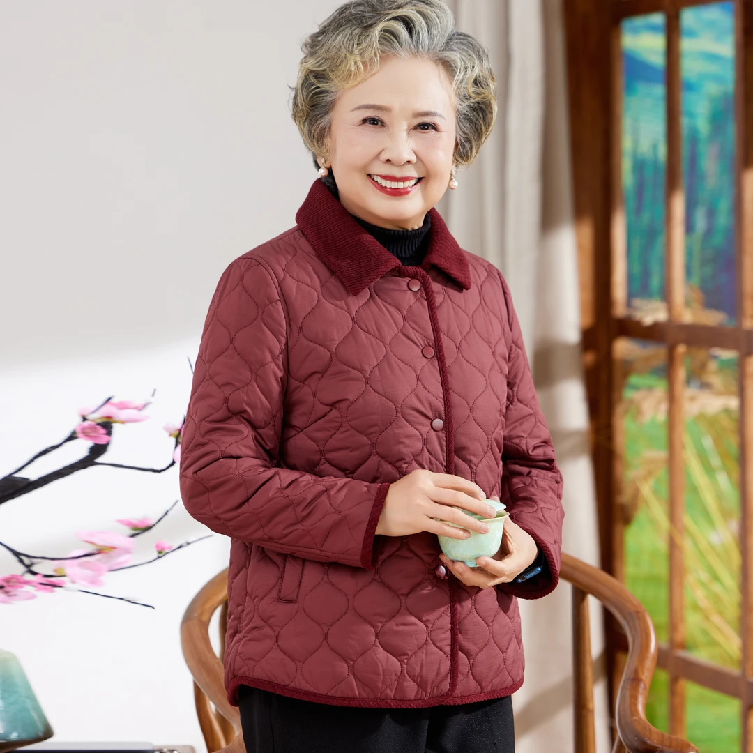 老年人秋装女夹克上衣婆婆妈妈唐装薄棉衣外套老太太奶奶衣服新款