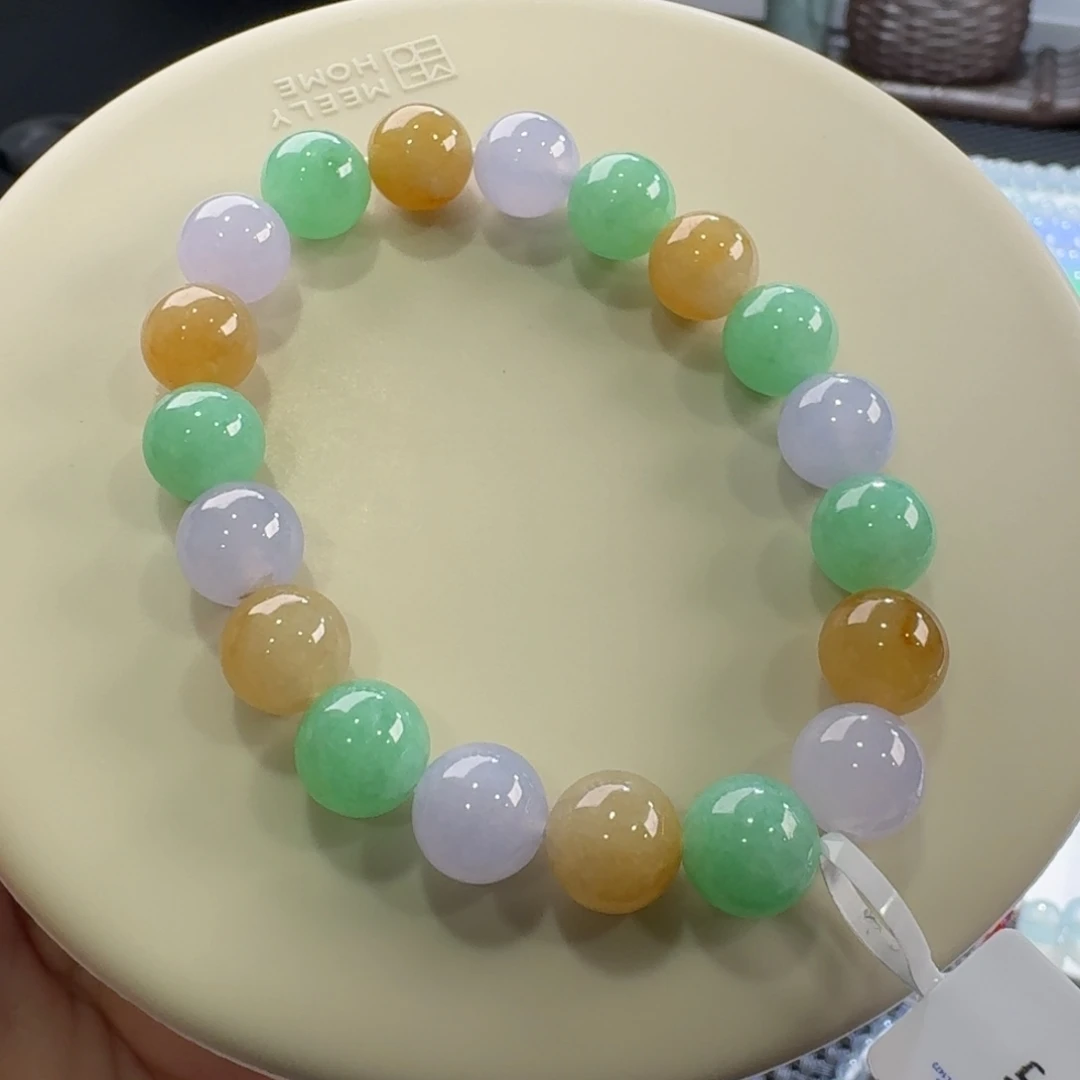 翡翠手链未镶嵌三彩多宝手串卡10 上新！漏！