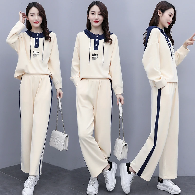 时尚针织上衣阔腿裤两件套装女 秋季新款休闲显瘦百搭气质女装