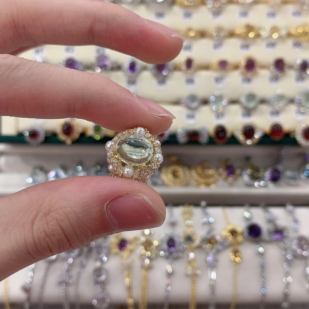 萤石戒指银S925镶嵌(****～