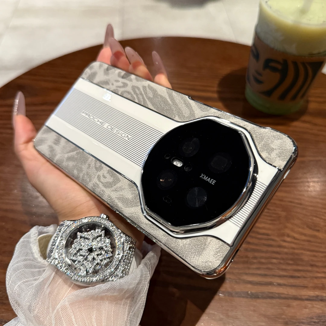 钛灰色豹纹秒变保时捷适用华为mate70RS手机壳网红同款奢华高级感