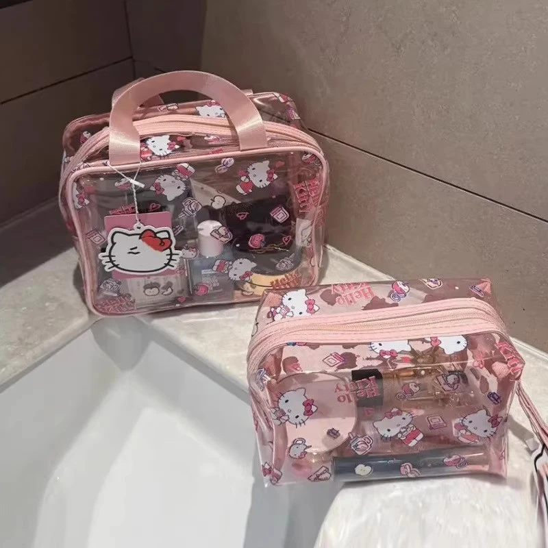 透明HelloKitty化妆包大容量可爱化妆品旅行手提洗漱防水收纳包gh