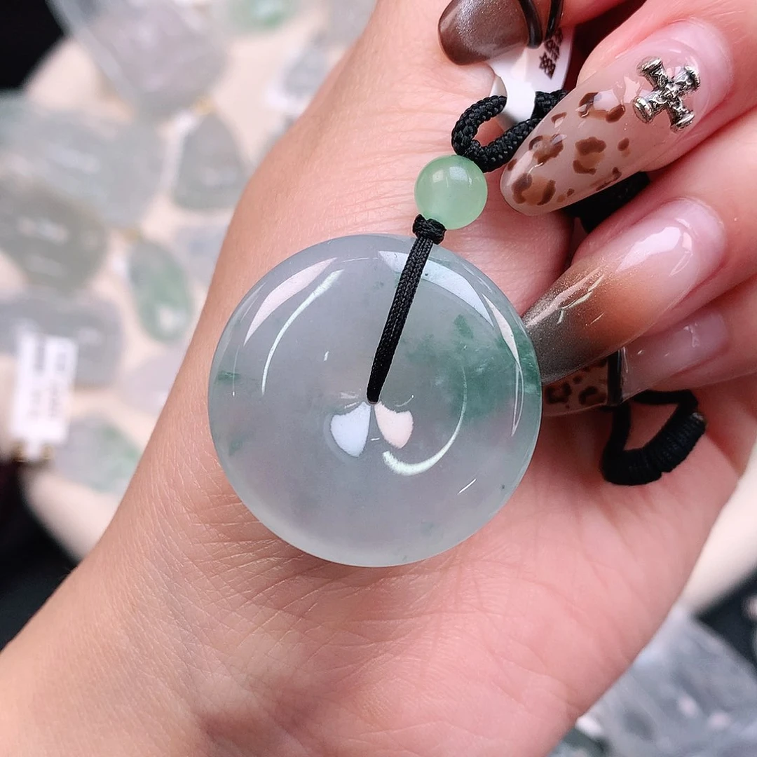 翡翠颈饰未镶嵌蓝花扣29.3、6