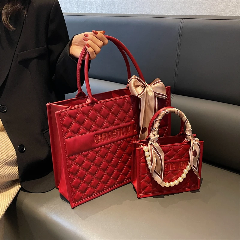 红色大容量包包女2025新款结婚新娘包质感手提单肩斜挎婚包