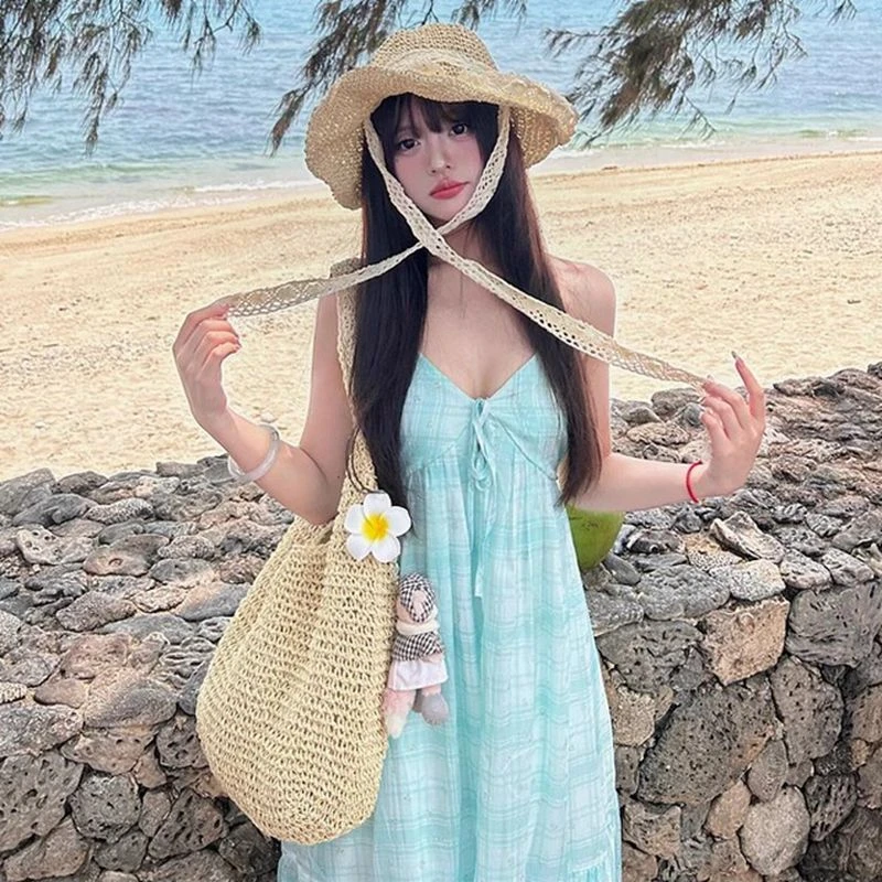 夏季显瘦甜美小清新碎花气质复古韩版温柔小众设计感吊带裙海边度