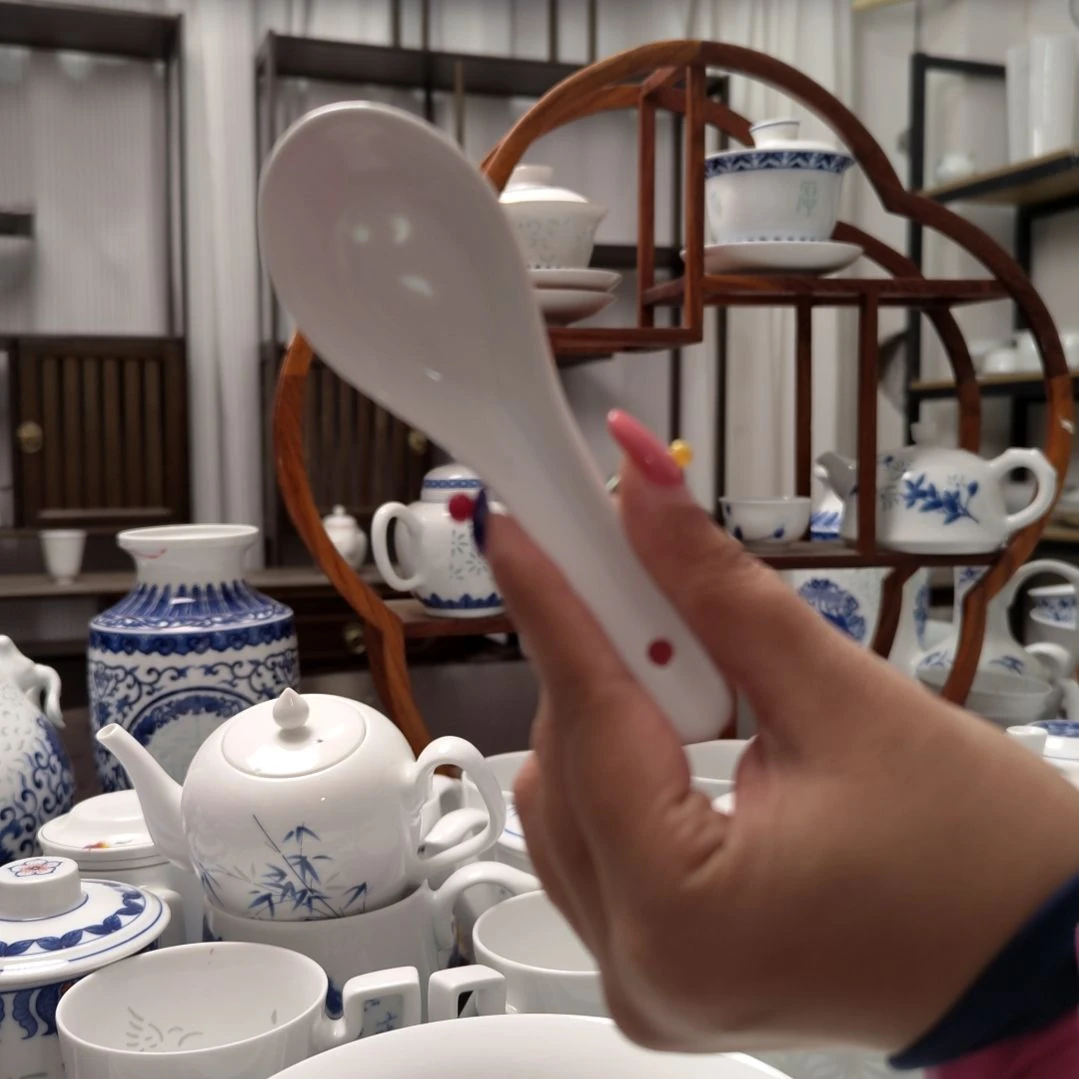 陶瓷玉牡丹小勺10只装