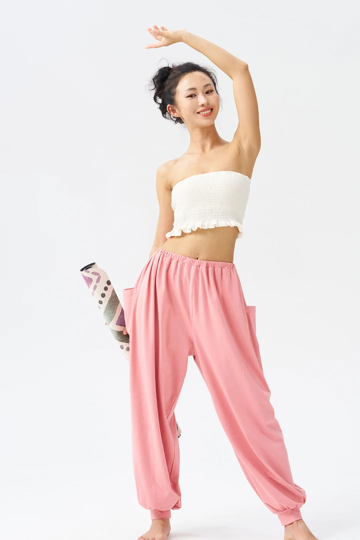 韩系口袋裤|低腰宽松束腿韩舞瑜伽秘鲁棉运动居家裤