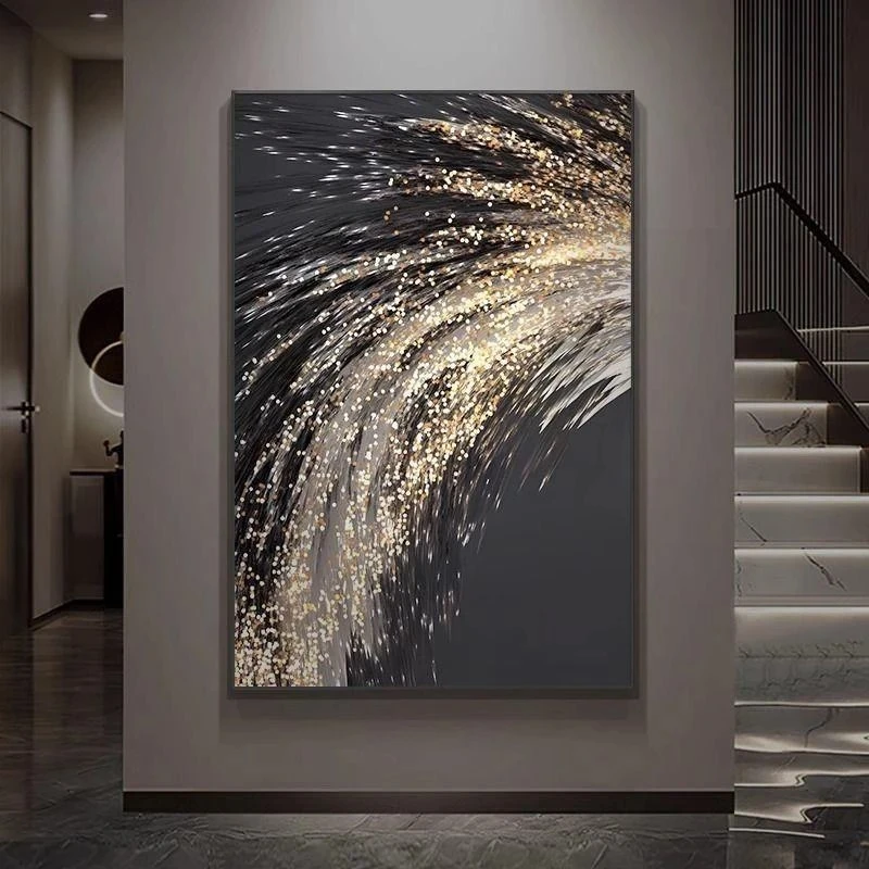 抽象黑金烟花风格客厅卧室餐厅装饰画