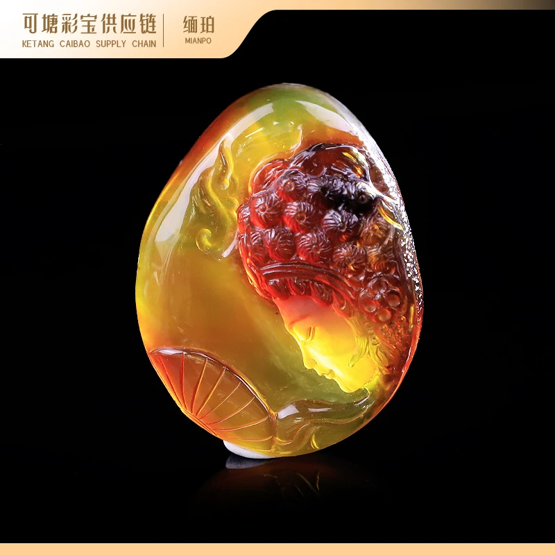 天工奖魏余基大师作品缅甸琥珀雕刻件吊坠合集新A5送大师收藏证书