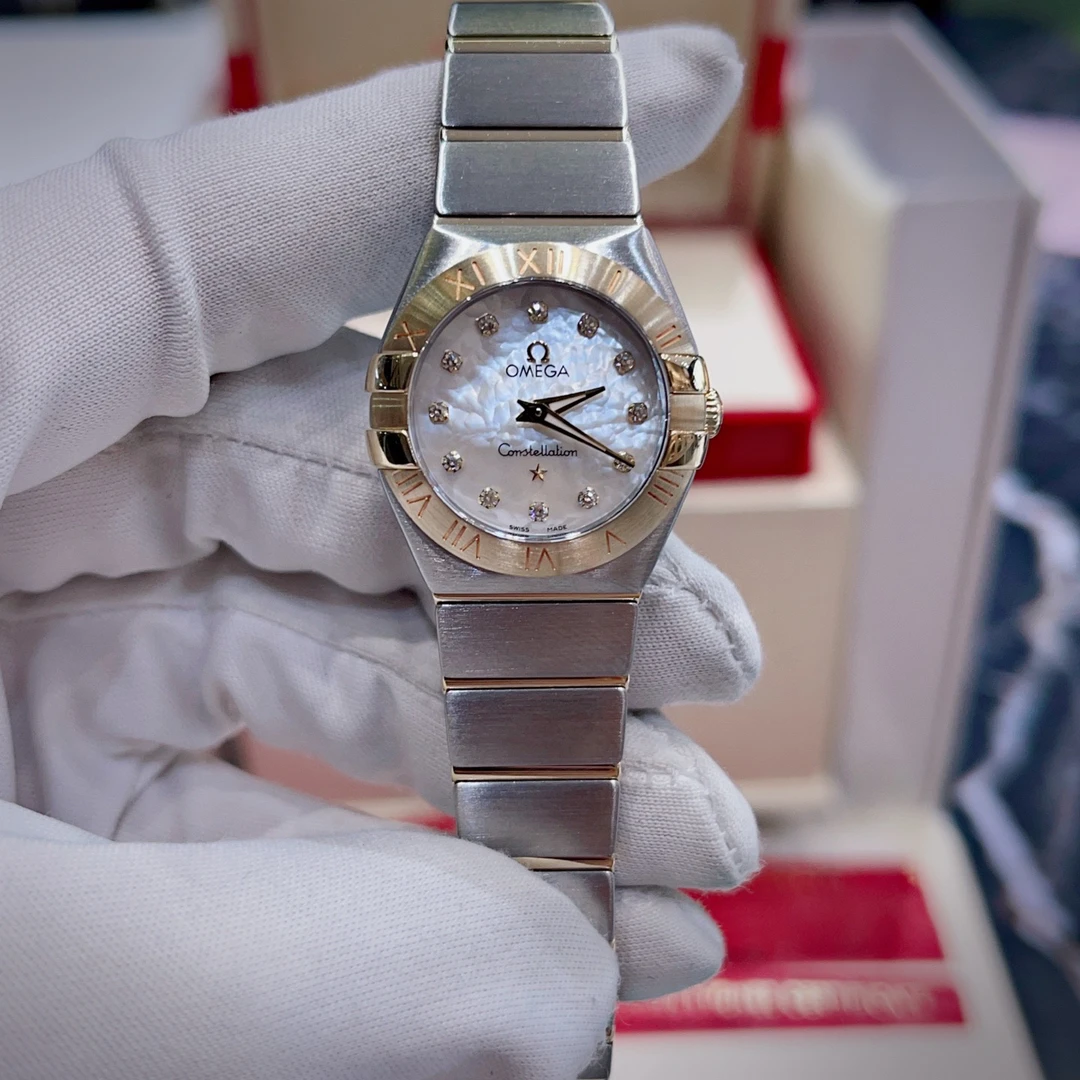 99新 Omega/欧米茄 星座全套/女表石英24mm/公价36300带钻手表