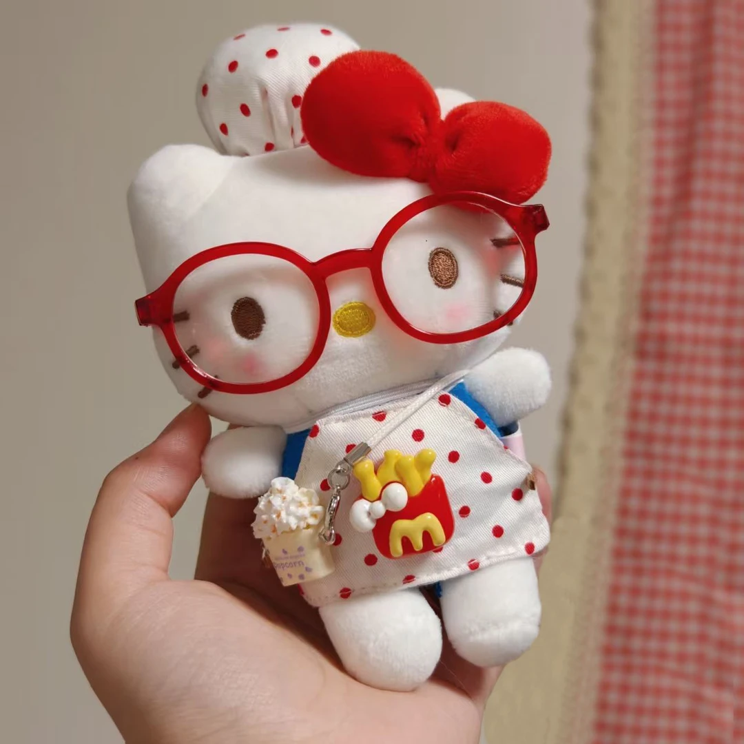 可爱麦当当kt红色眼镜围裙挂件公仔书包玩偶毛绒挂饰钥匙扣女