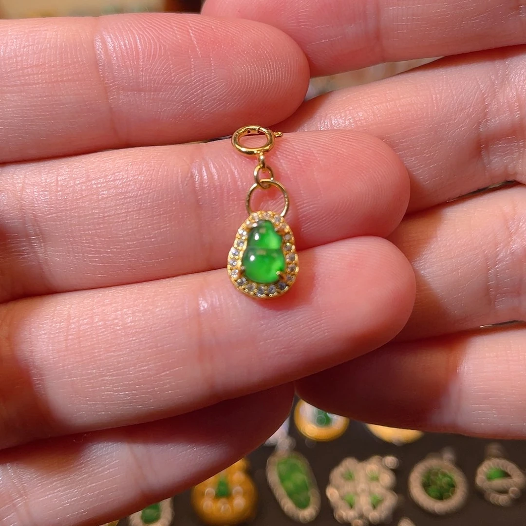 吊坠(不含链)银S925镶嵌翡翠