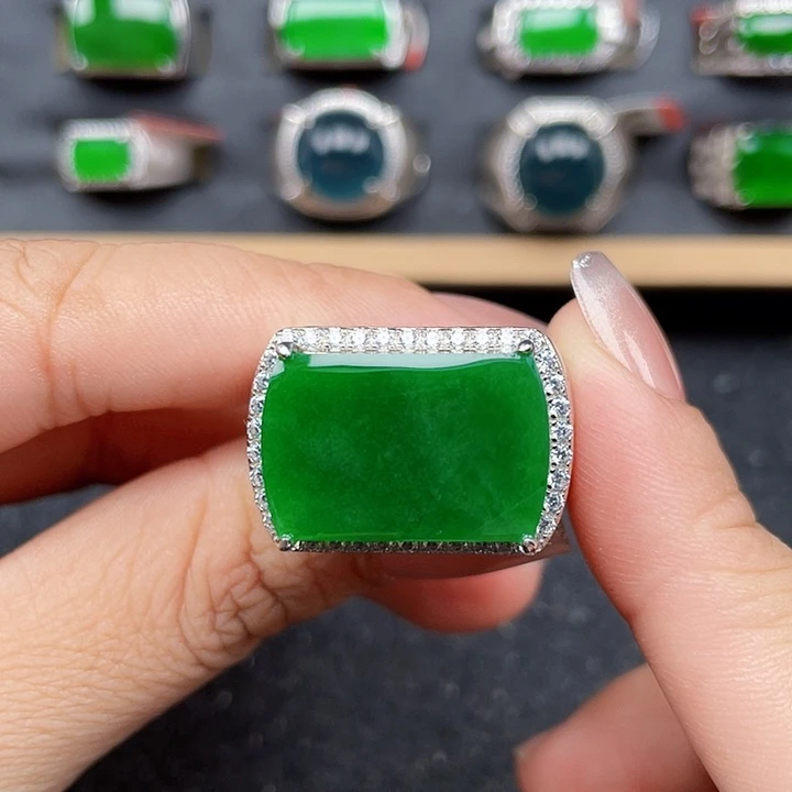 翡翠银S925镶嵌戒指编号3800没运费险