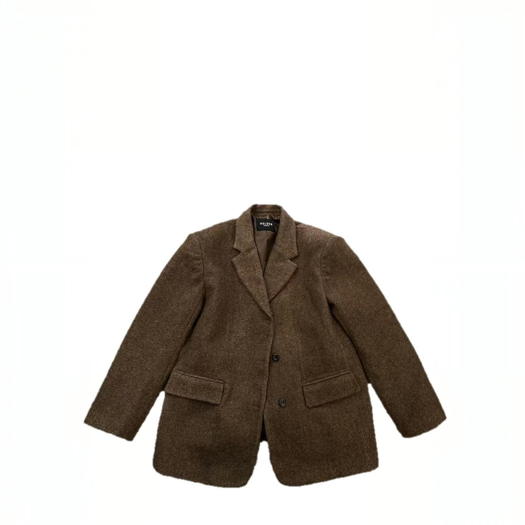 韩国秋冬款粗花呢经典西装设计师款