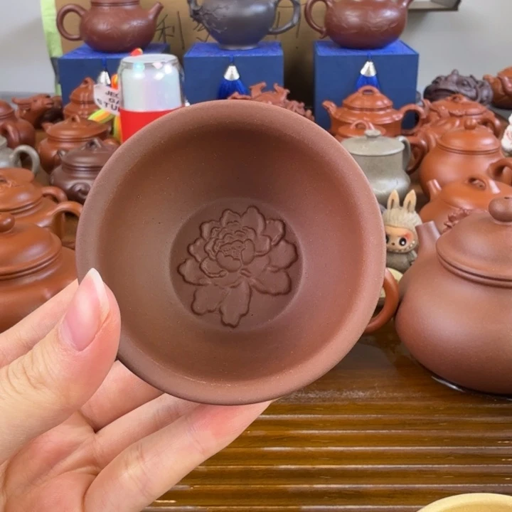 紫砂茶壶紫泥小杯子