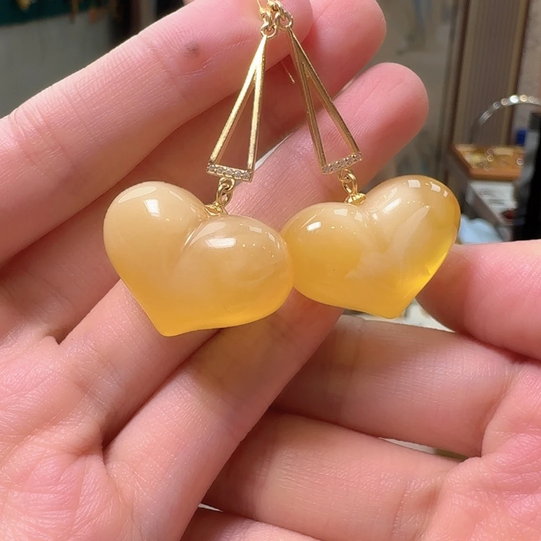 琥珀未镶嵌颈饰耳坠