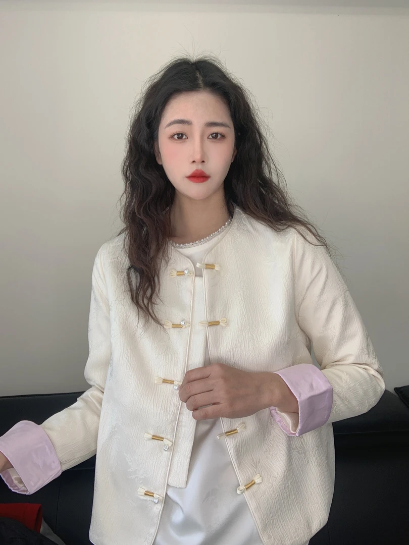 九月 黑月白  新款提花薄款中式国风网红显瘦外套