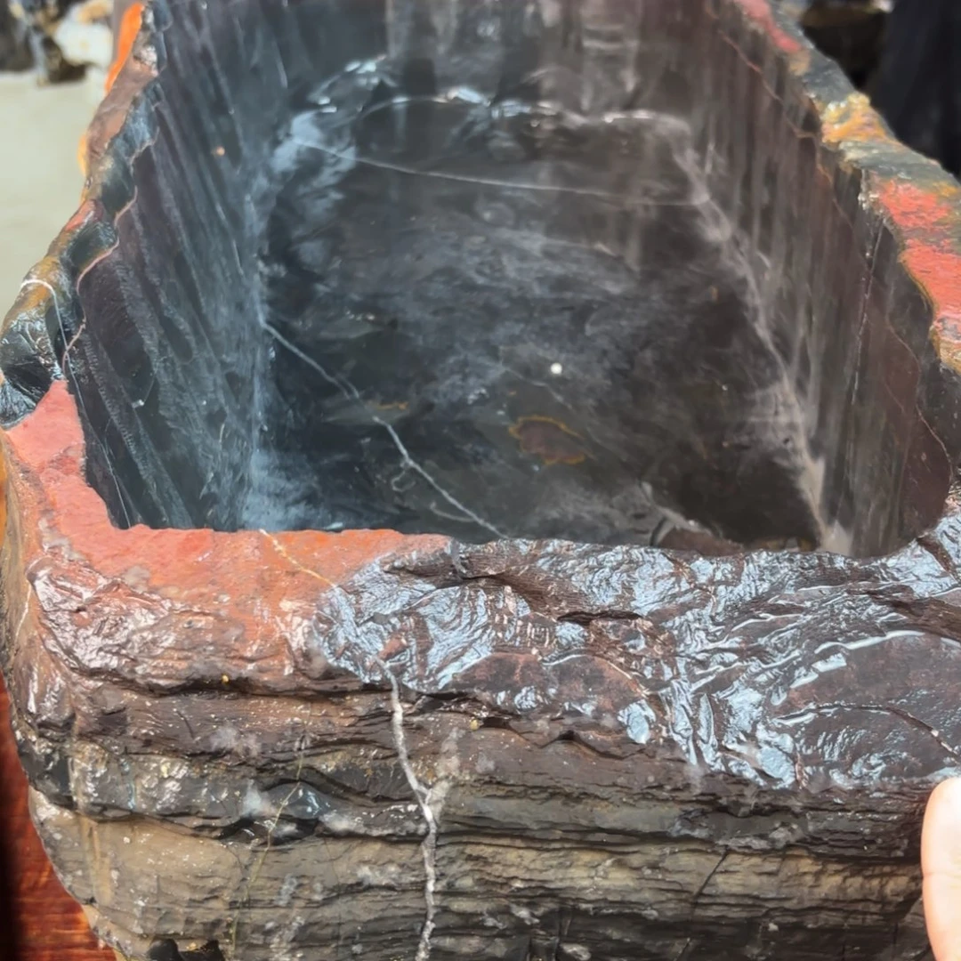 石头强*灵璧石花盆 天然外形