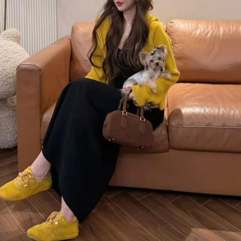 软糯慵懒显瘦连帽开衫拉链毛针织外套女装秋季新品短款上衣长袖