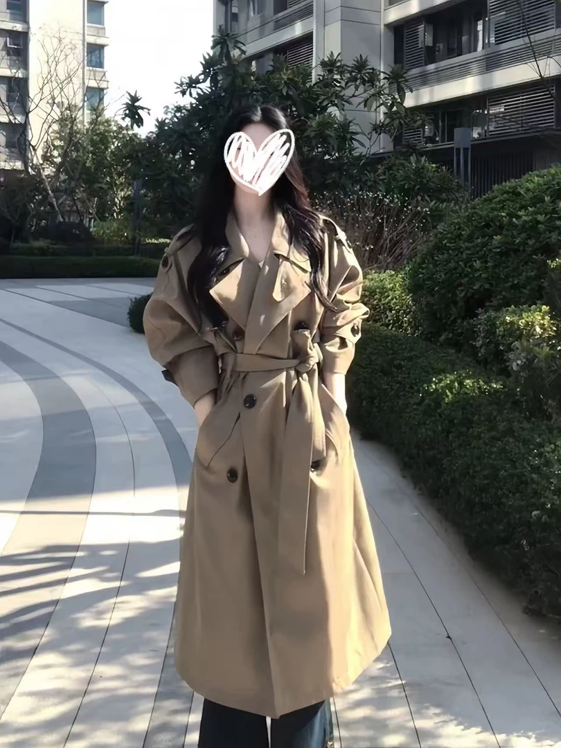 大码女装早秋新款长款外套女风衣修身显瘦气质女外套高级风