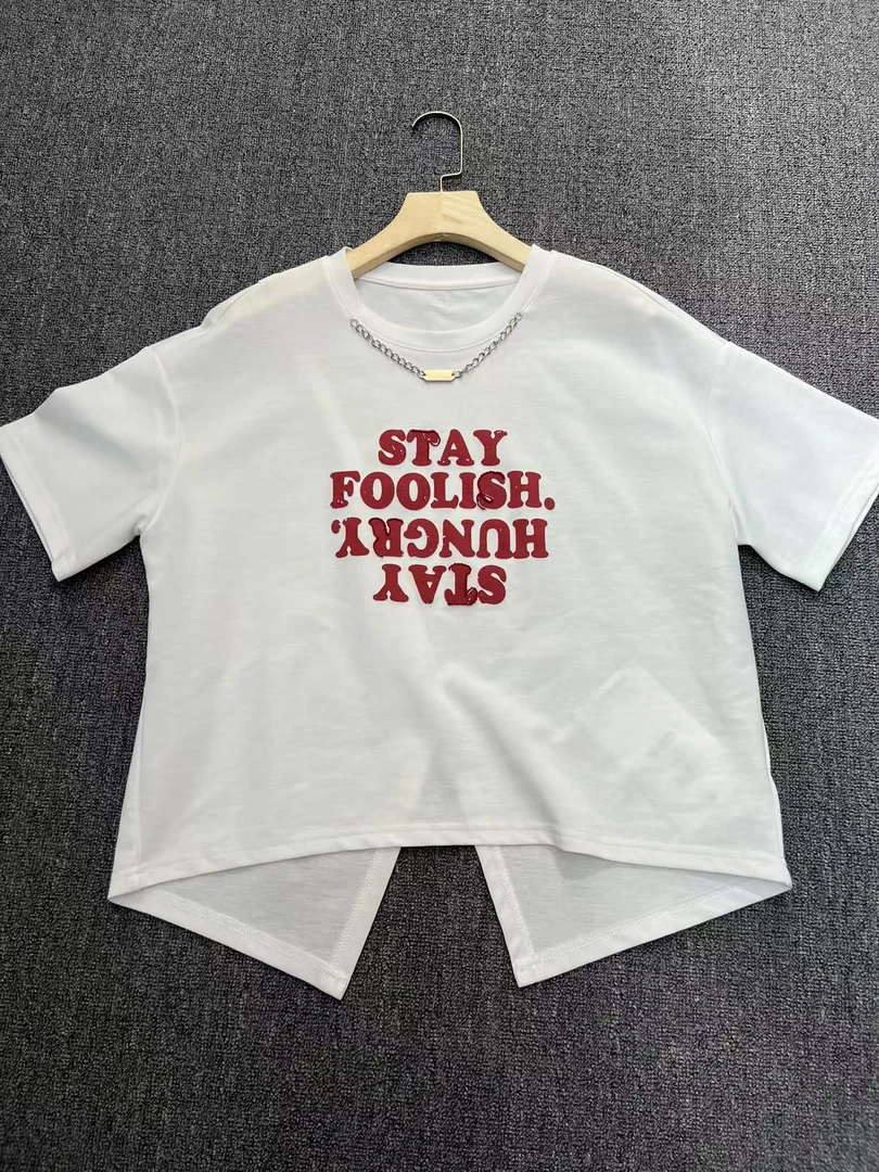 【韩衣舍】字母短袖印花T恤春夏短款宽松夏季