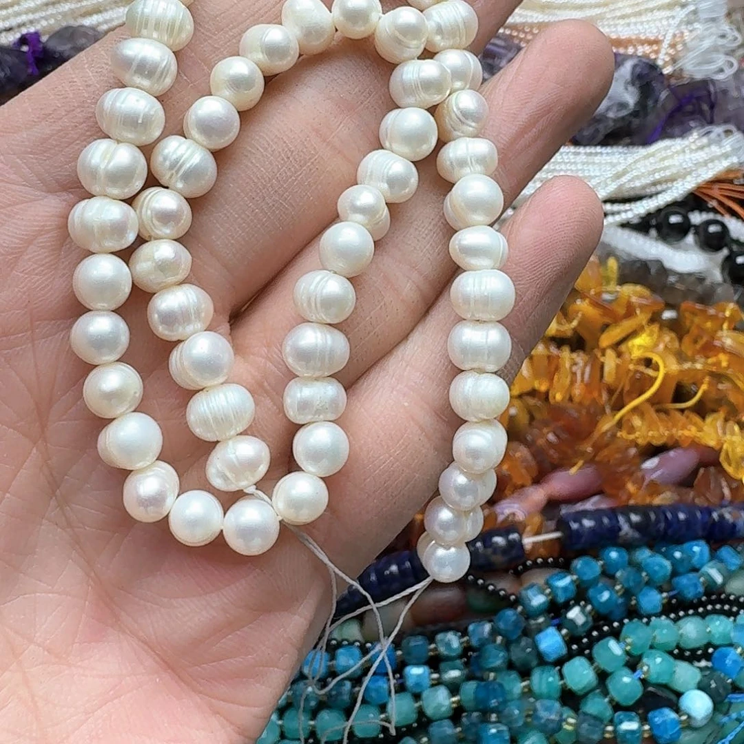 玛瑙/玉髓未镶嵌珠宝半成品一条6x8mm珍珠
